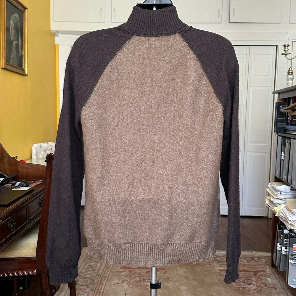 Banana Republic Luxury Blend Brown Angora Cashmere Zip-Up Sweater Men's Size L